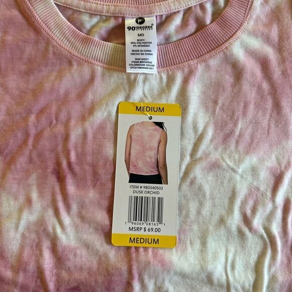 90 Degree By Reflex Women’s Medium Tie Die Cropped Tank Top Dusk Orchid - Picture 1 of 8